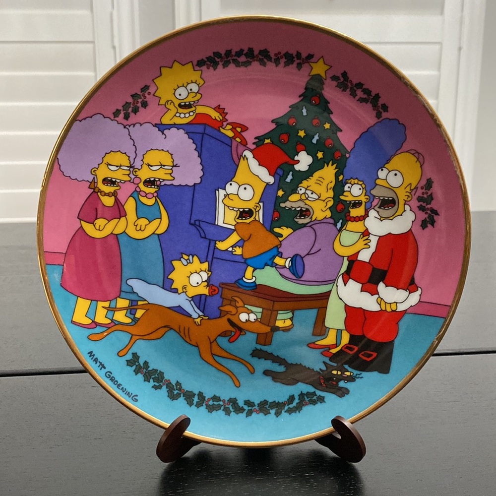 The Simpsons Vintage Limited Edition Porcelain Plate CAROLING WITH THE SIMPSONS - Picture 1 of 6